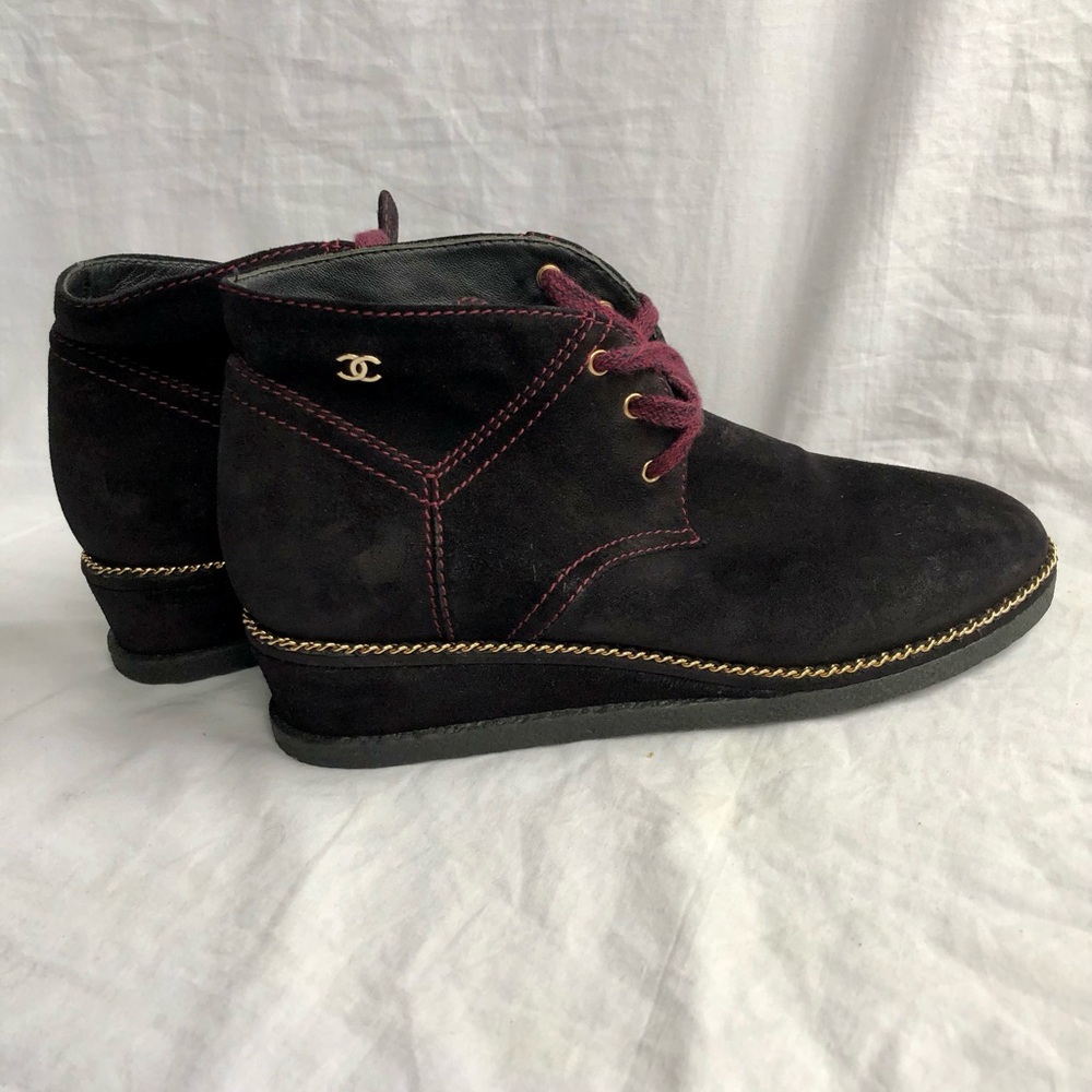 CHANEL Suede Ankle Boots